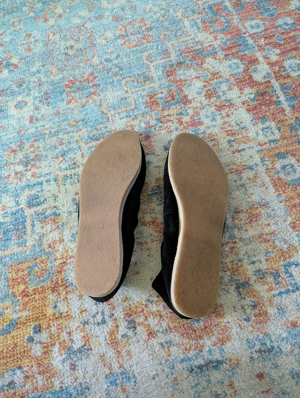 TOMS Olivia Black Suede Leather Ballet Flat Slipper Shoes Women's 8.5